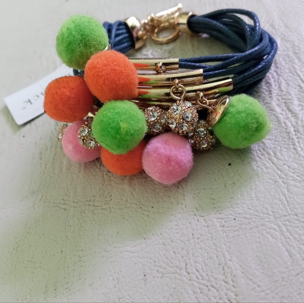 Bella Jack Rhinestone Puffy Balls Bracelets 8 inches NWT